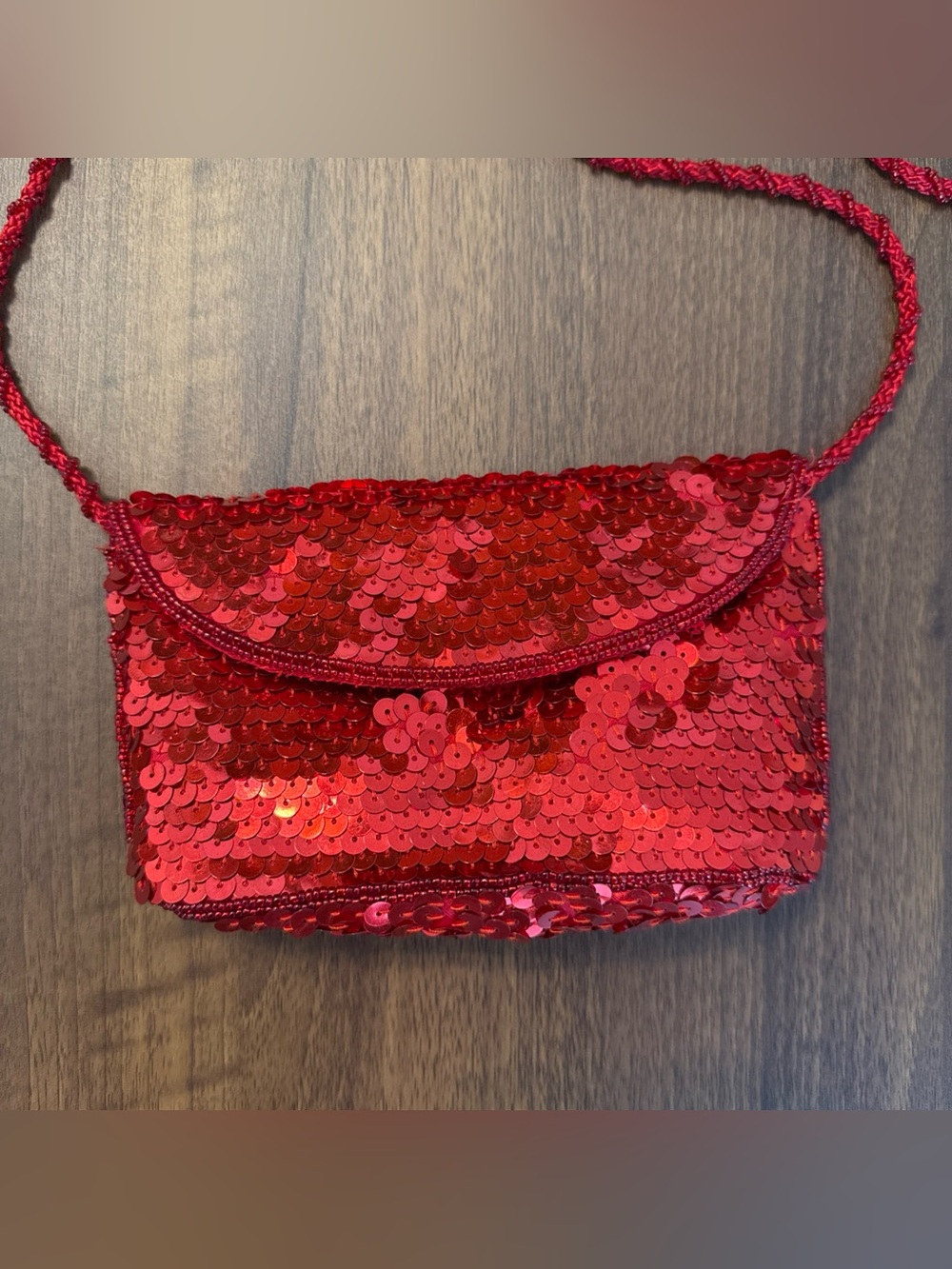 La Regale Red Sequin Clutch Wristlet